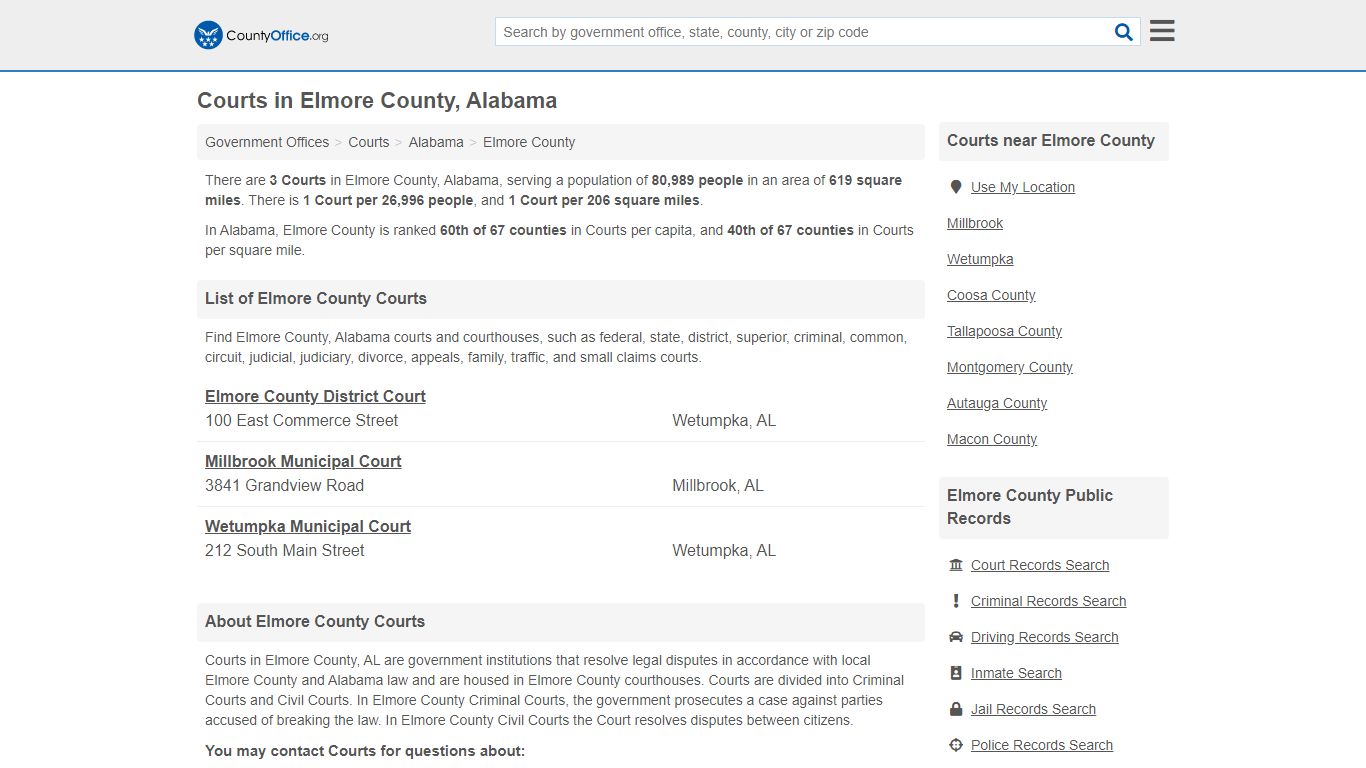 Courts - Elmore County, AL (Court Records & Calendars)